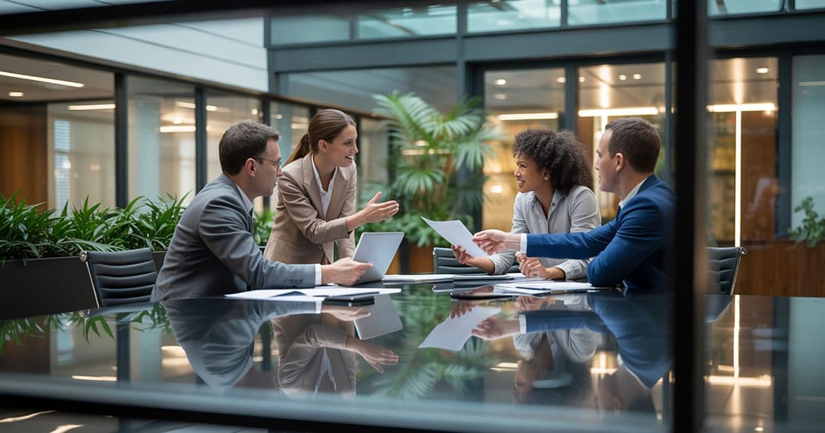 A hiring panel reviewing candidate documents